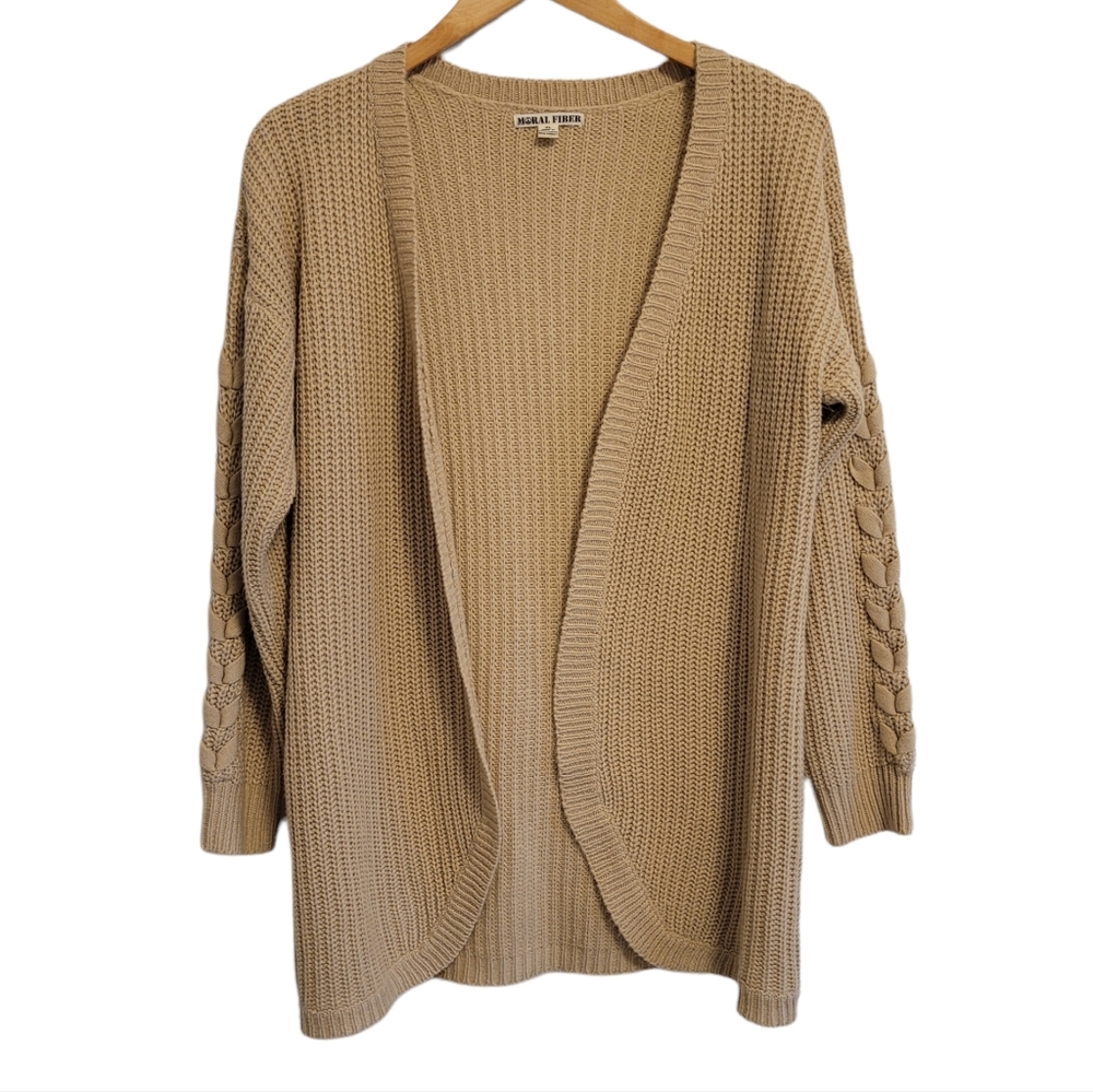 MORAL FIBER Knit Style Cardigan - Beige (XL)